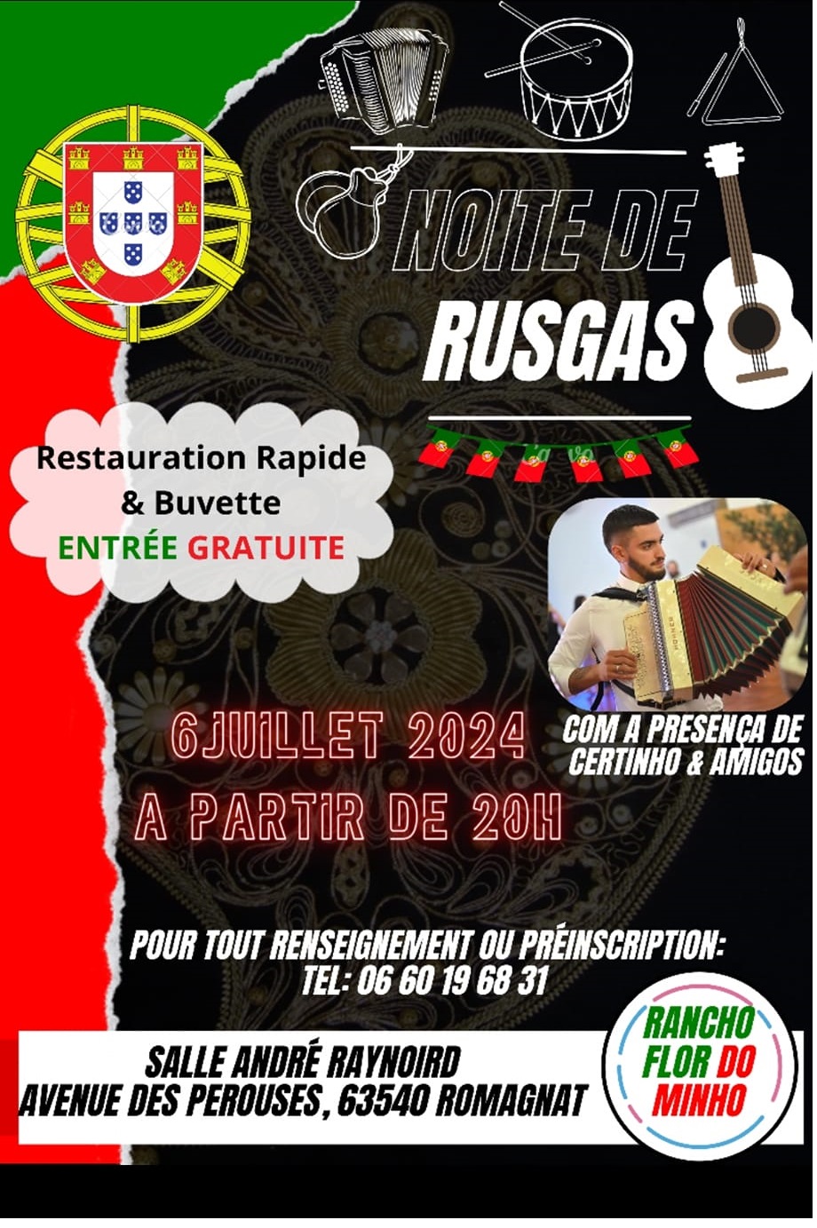 Noite de Rusgas com Certinho e amigos,  Org. Rancho Flor do Minho - 06/07/2024 - 20h - Romagnat